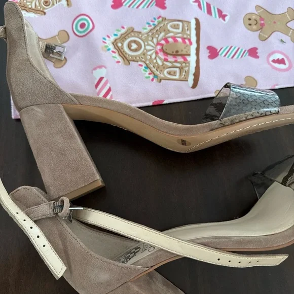 Vince Camuto Beige and Snakeskin Heels - Picture 4 of 5